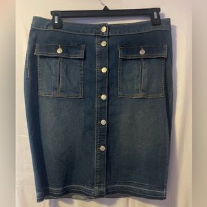 Vintage Roebucks Button Front Denim Skirt - Size 16